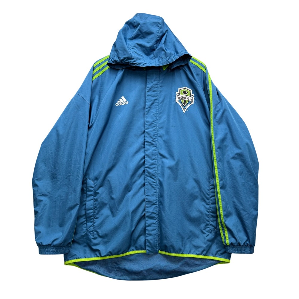 Adidas Seattle Sounders FC Xbox Windbreaker Jacket Mens XL Blue Hooded MLS